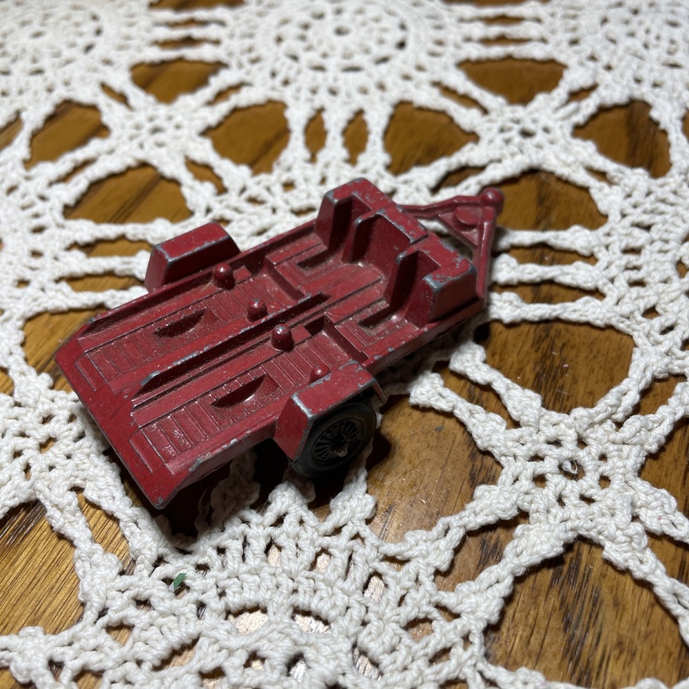 Vintage Mid-Century TootsieToy Metal Diecast 1969 Red Motorcycle Trailer